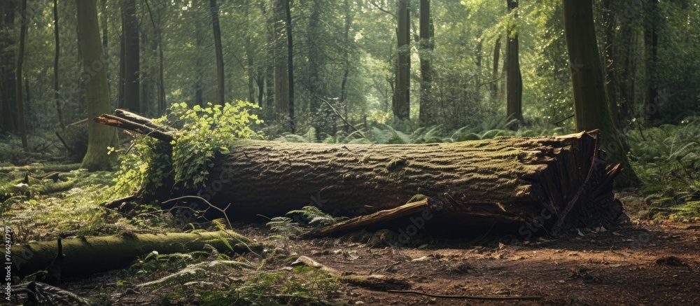 Sticker Tree amongst forest with log