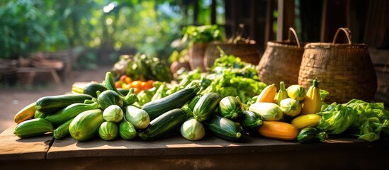Variety of vegetables at the market stall - obrazy, fototapety, plakaty