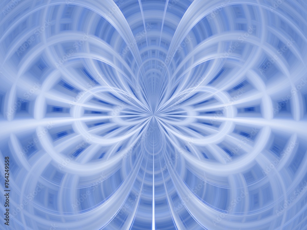 Aufkleber blue background with symmetrical pattern, oval and round shapes and effect of rays in motion, blur, 