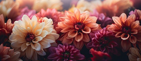Colorful assorted flowers bunched together - obrazy, fototapety, plakaty