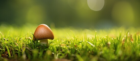 Mushroom sitting on grass