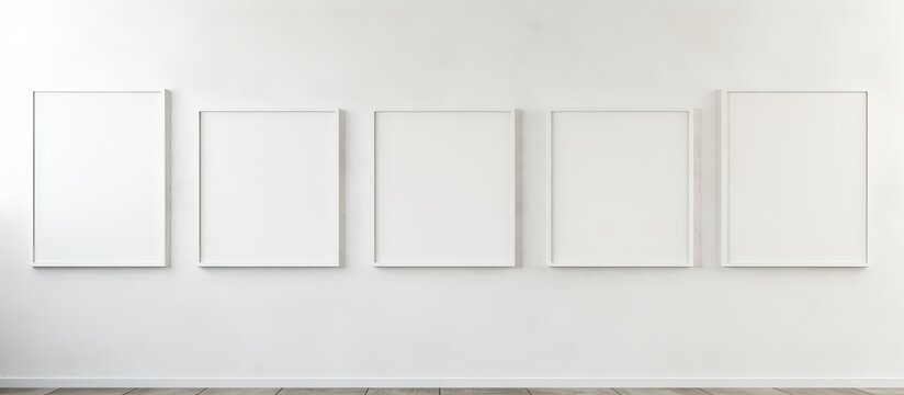 Blank frames on wall in white room