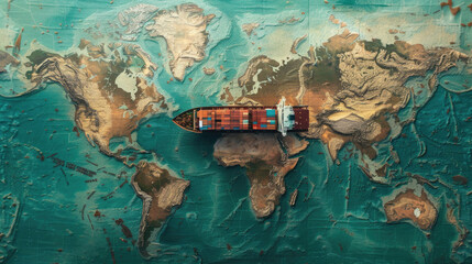 A large ship is floating on the ocean near the equator - obrazy, fototapety, plakaty