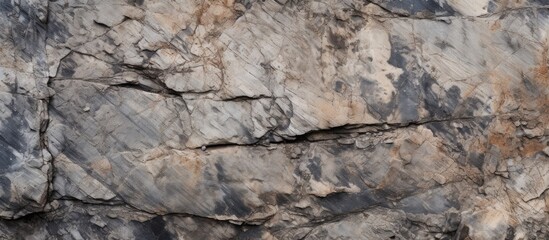 Giraffe scales rocky cliff amid imposing rock wall
