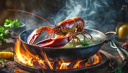 food Seafood salmon crab fish shrimps lobster tuna amazing photo shoots of delicious menus, natural, background top view, closeup, delicious