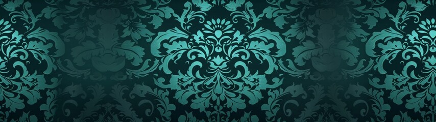 a seamless pattern of turquoise damask wallpaper, the background is seamless and repeating, with an aged look and subtle grunge effect
