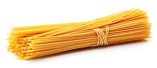 Spaghetti noodles on white surface