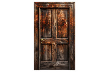 Wooden Fire Door on transparent background.