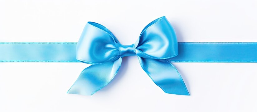 A blue ribbon with a bow
