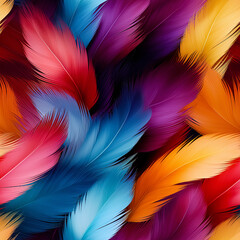 Obraz premium Seamless texture with multicolored feathers.