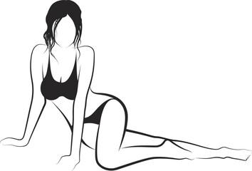 Sketch Of Woman Lying Down in a Bikini - 764254360