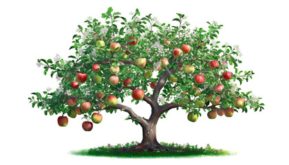 Apfelbaum mit Äpfeln isoliert auf weißen Hintergrund, Freisteller