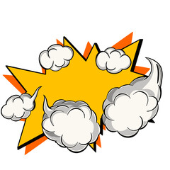 Comics speech bubble for text pop art design. White empty dialog cloud for text message halftone shadow. Comics sketch explosion star splash comic book text.	

