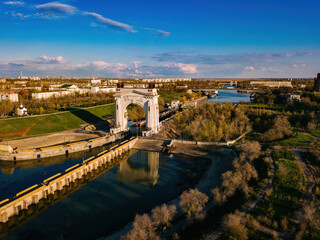 Obraz premium Volga-Don Shipping Canal in Volgograd, aerial view
