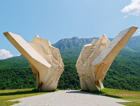Memorial Complex to the Battle of Sutjeska at Tjenti&scaron;te, Bosnia and Herzegovina. Yugoslav monument commemorating the struggles of the partisan during World War 2.