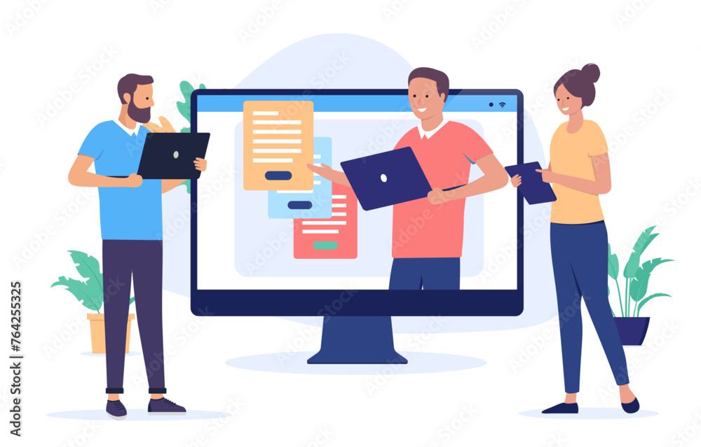 Aufkleber online presentation meeting - people communication online having business meeting and workshop toget
