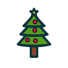 Christmas tree icon vector symbol element illustration on a Transparent Background