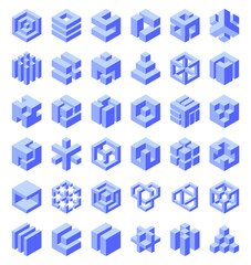 Abstract shapes collection isolated on white background. Geometric shapes. Vector illustration.
