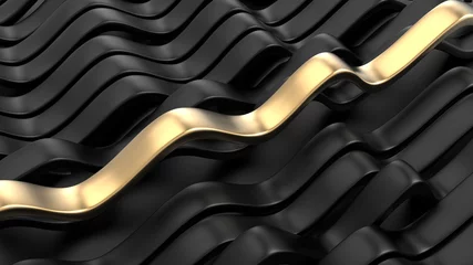 Gordijnen 3d render wave shape abstract futuristic background © Ahadul Hasan