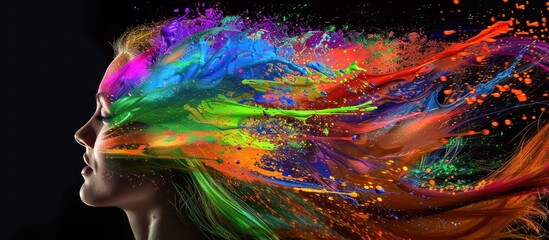 Woman hair as color splash