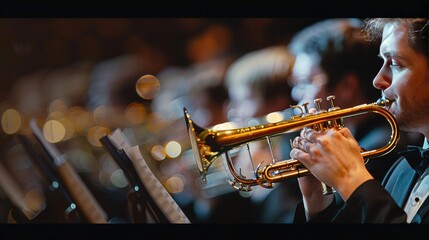 Obraz premium Man Playing Trumpet in Band
