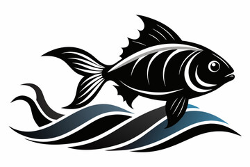 Fish silhouette black vector illustration artwork