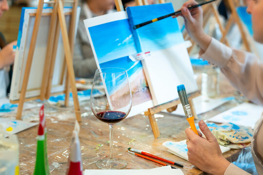 Art and Wine. Sip and Paint Event.
