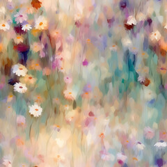 Abstract impression of a floral meadow. Seamless file. 