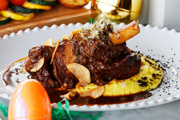slow braised lamb shank with creamy polenta easter special italian food