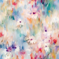 Fototapeta na wymiar Colorful abstract painting of daisy flowers. Seamless file.
