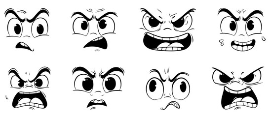 collection of drawings emotions anger without background