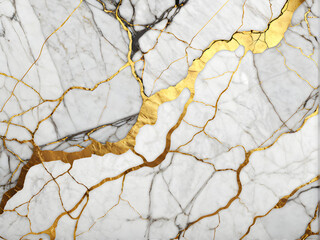 Golden Elegance: Marble Background with Metallic Veins. generative AI