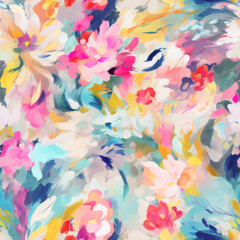 Fototapeta na wymiar Vibrant digital art of spring floral bloom. Seamless file.