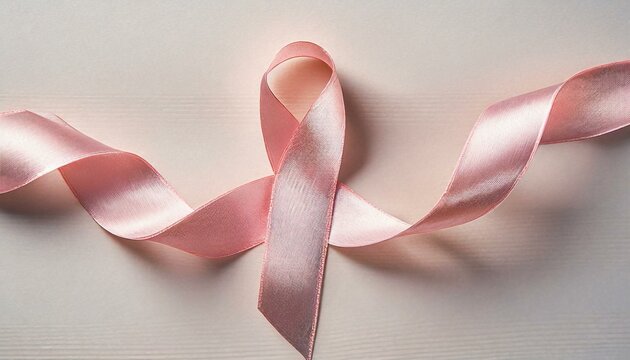 Ilustração de uma fita rosa para conscientização sobre o câncer em mulheres. Referência a campanha Outubro Rosa no Brasil.