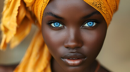  Beautiful African Woman with Turban - obrazy, fototapety, plakaty