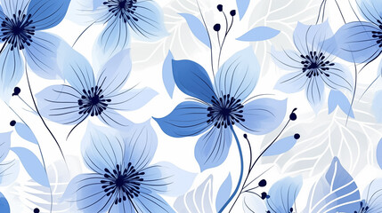 Flores azuis - Fundo de tela - obrazy, fototapety, plakaty