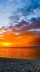 Gorgeous sunset over serene beach breathtaking summer landscape on Maldives
