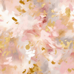 Obraz na płótnie Canvas Abstract Pastel Brushstrokes with Gold Leaf. Seamless File.