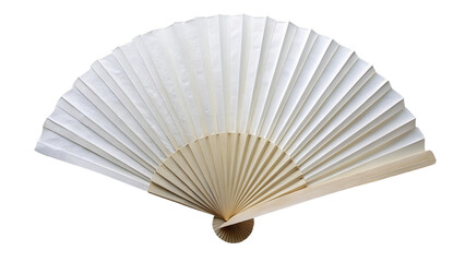 White Chinese folding fan. isolated on transparent background. - obrazy, fototapety, plakaty