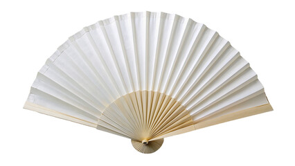 White Chinese folding fan. isolated on transparent background.