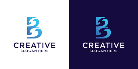 Initial letter B wave logo design vector