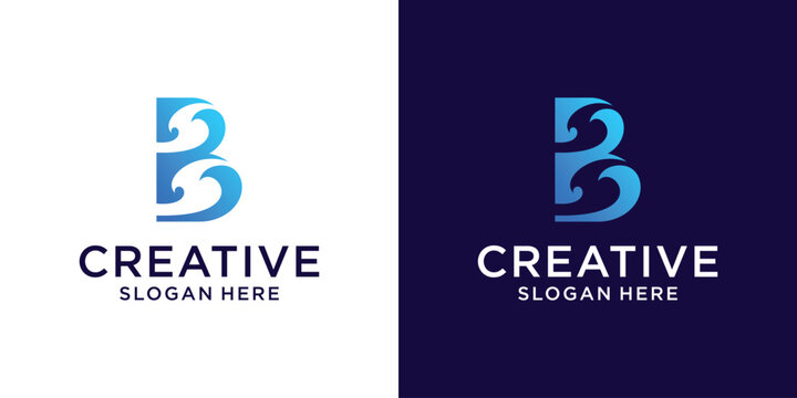 Initial letter B wave logo design vector
