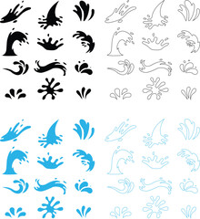 Water drops. Cartoon tears, nature splash elements. Isolated transparent background raindrop or sweat, wet droplets of dew shapes collection aqua vector set of silhouette droplet, drop liquid icons.