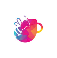 Coffee bee logo inspiration. Cafe or drink design template.