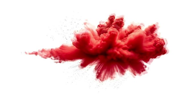 abstract powder splatted background,Seamless and infinity looping video animation white background of red powder exploding/throwing red