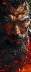 Intense Dawn Duel: Ancient Chinese Warrior in Epic Battle