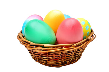 Fototapeta na wymiar Easter basket full of colored eggs.
