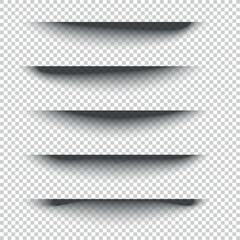 Set of realistic round shadow and shadow effect. Poster, flyer, business card, banner shadow collection. Vector shadows isolated on transparent background.