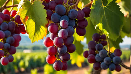 freshness  grapes on a vineyard branch