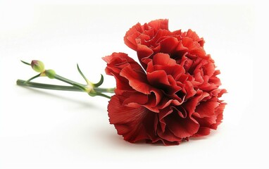 The Graceful Red Carnation Isolated on White Background.